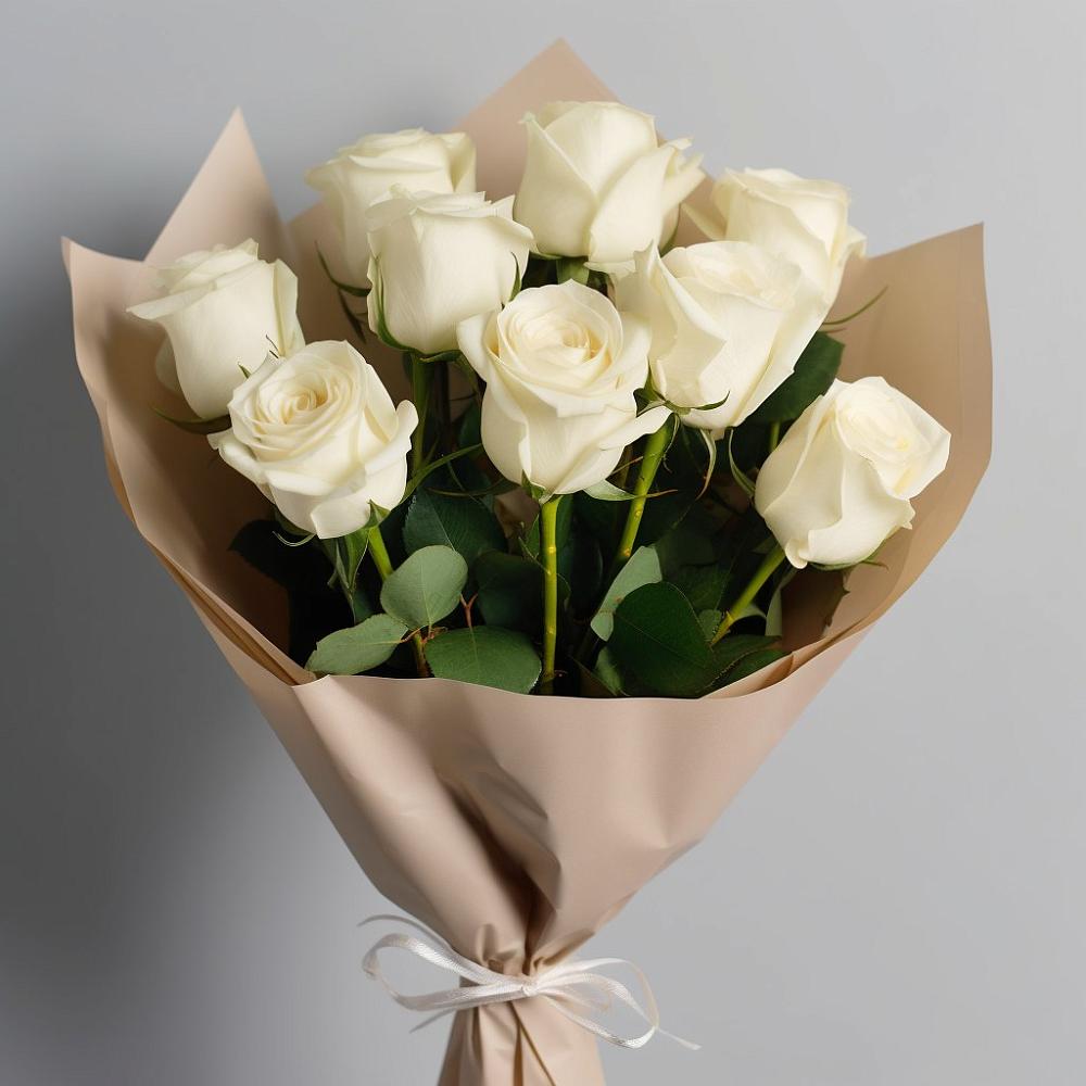 Букет 9 Белых роз Эдлесс Лав в Шестаково Воронежской области