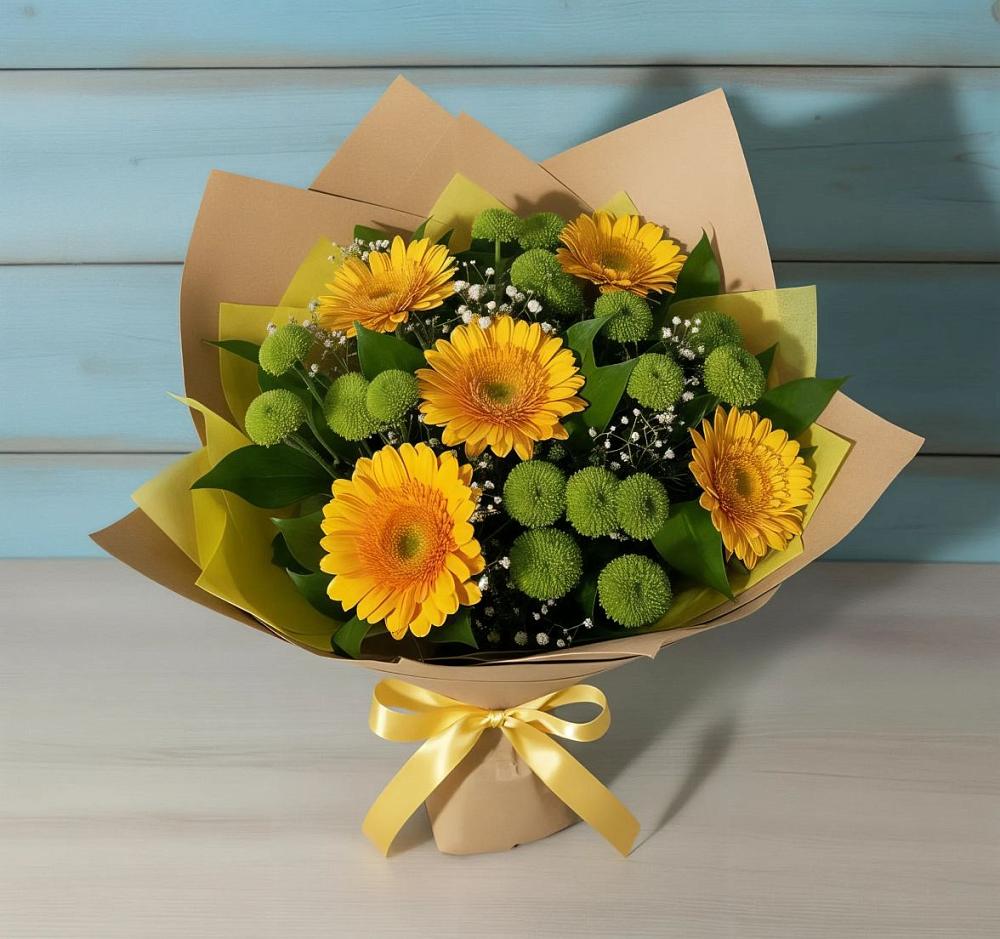 Букет цветов из: Герберы и Хризантемы в Шестаково Воронежской области