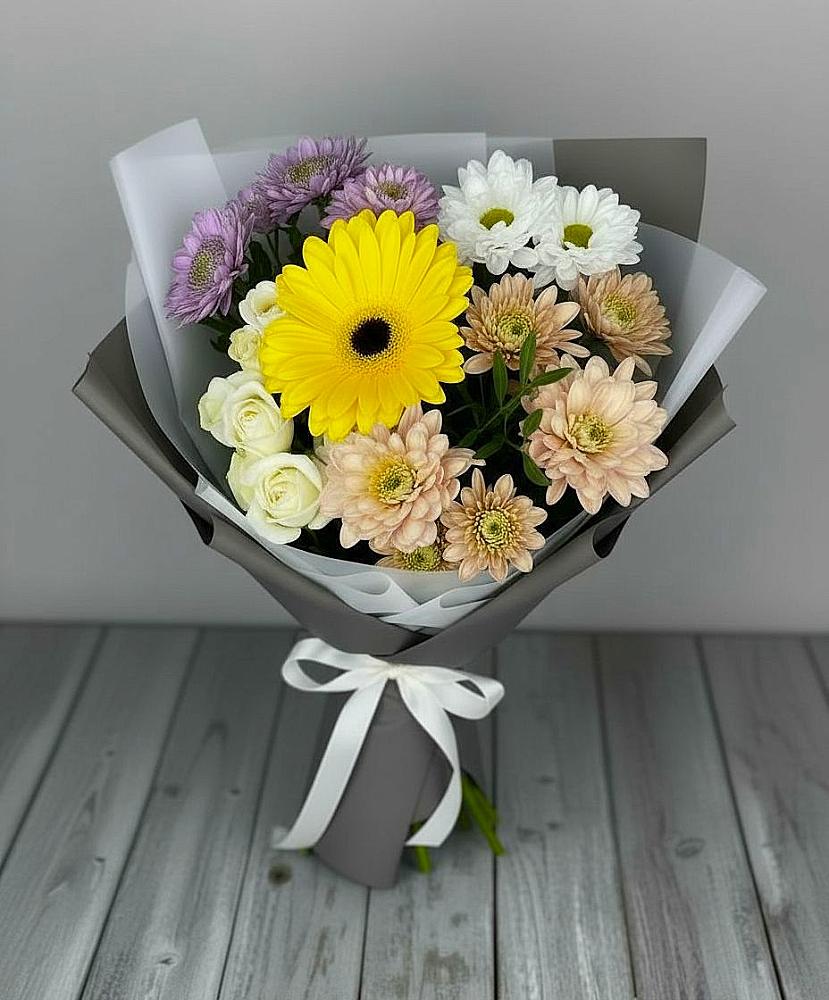 Букет цветов из: Розы, Герберы и Хризантемы в Шестаково Воронежской области