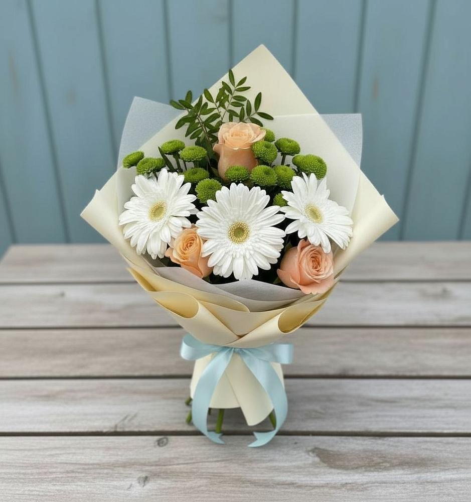 Букет цветов из: Герберы, Розы и Хризантемы в Шестаково Воронежской области
