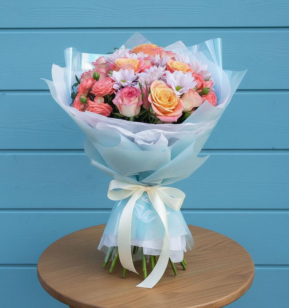 Букет цветов из: Хризантемы и Розы в Шестаково Воронежской области