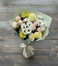 Букет цветов из:  Альстромерии, Розы и Хризантемы в Шестаково Воронежской области