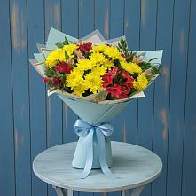 Букет цветов из:  Альстромерии и Хризантемы в Шестаково Воронежской области